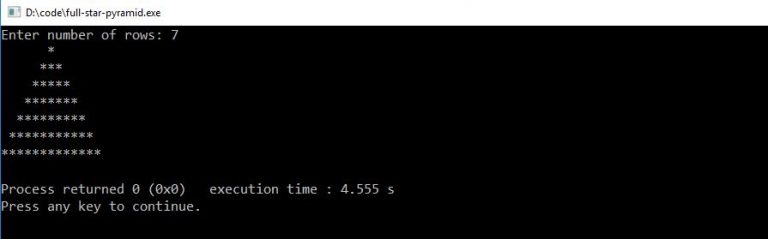 c-program-to-print-star-pyramid-patterns-source-code